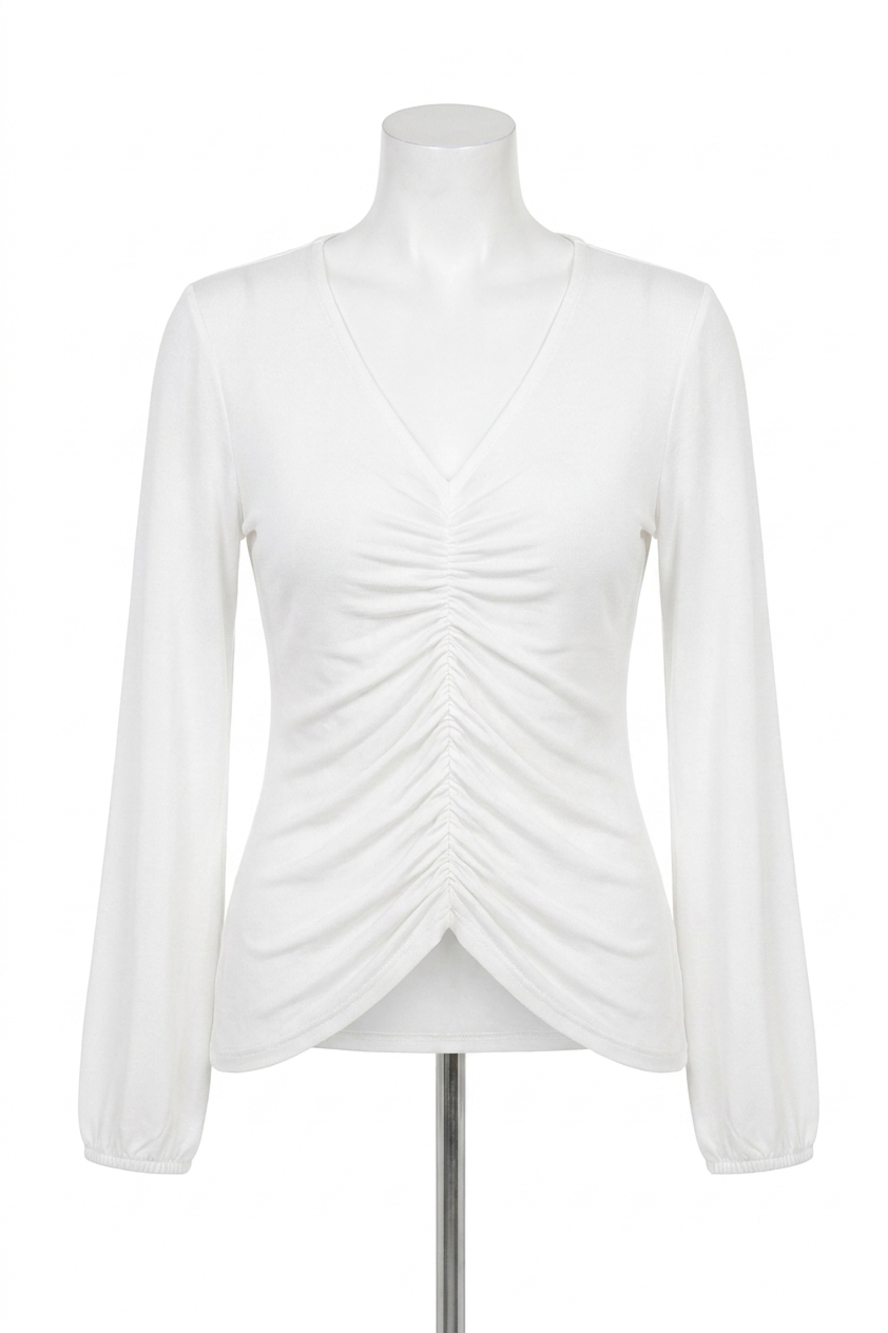 NEW FIFTEEN TWENTY puff cinched v-neck top in white